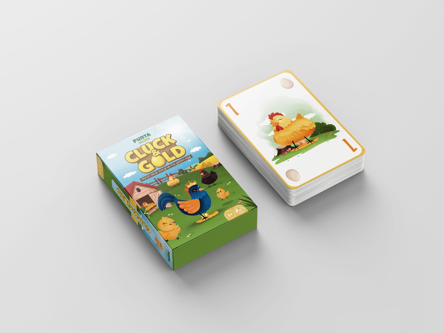 Cluck & Gold game box and cards