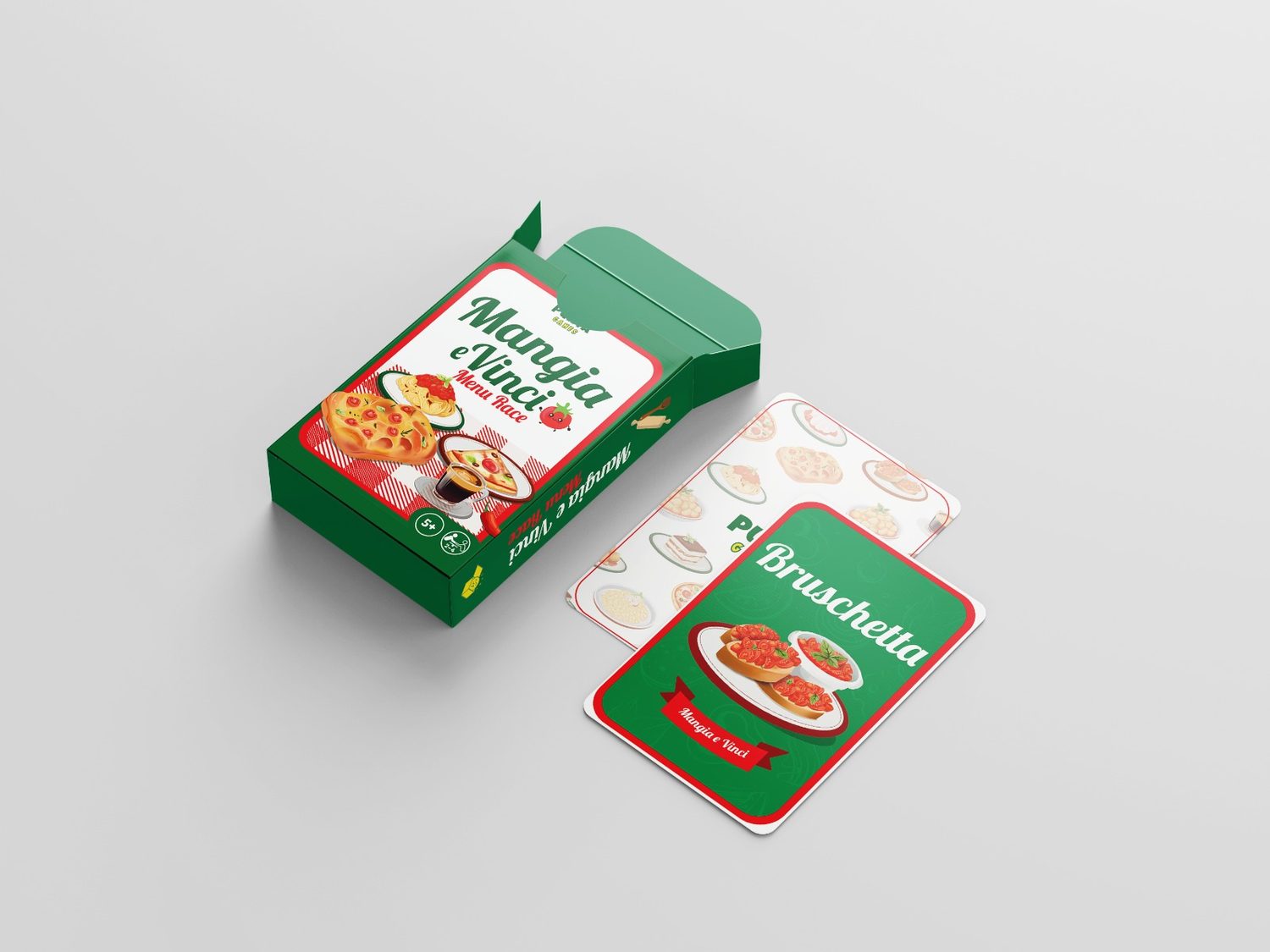 Mangia e Vinci: Menu Race game box and cards